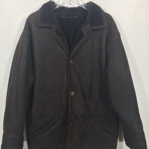 Classic SHEARLING jacket Men's Extra Large XL dark brown fur Joseph & Lyman 439
